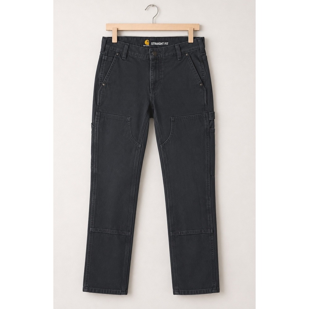 Carhartt Double Knee Work Pants Women 2 Black Carpenter Workwear Straight
